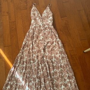 Abercrombie & Fitch Floral Maxi Dress in Cream and Brown